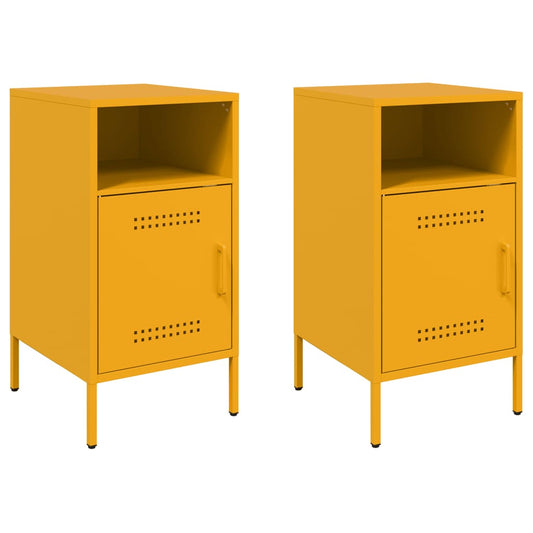 Bedside Cabinets 2 pcs Mustard Yellow 36x39x68 cm Steel Bedside Cabinets 2 pcs Mustard Yellow 36x39x68 cm Steel