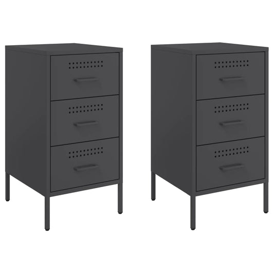Bedside Cabinets 2 pcs Black 36x39x68 cm Steel Bedside Cabinets 2 pcs Black 36x39x68 cm Steel