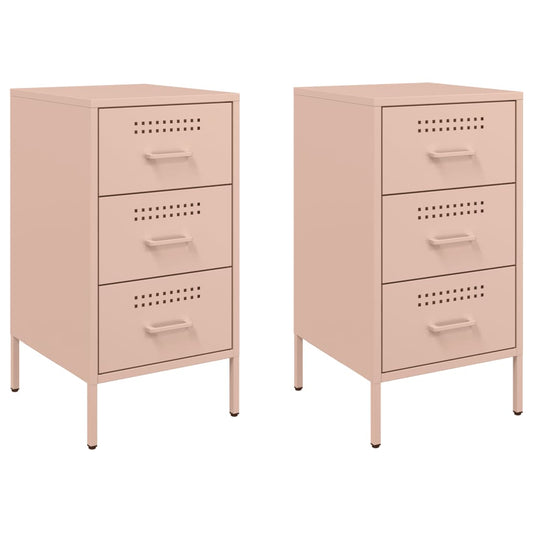Bedside Cabinets 2 pcs Pink 36x39x68 cm Steel Bedside Cabinets 2 pcs Pink 36x39x68 cm Steel