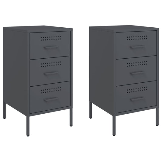 Bedside Cabinets 2 pcs Anthracite 36x39x68 cm Steel Bedside Cabinets 2 pcs Anthracite 36x39x68 cm Steel