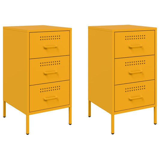 Bedside Cabinets 2 pcs Mustard Yellow 36x39x68 cm Steel Bedside Cabinets 2 pcs Mustard Yellow 36x39x68 cm Steel