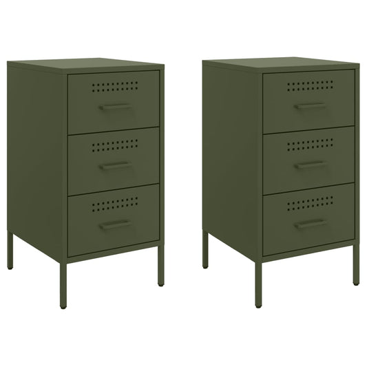 Bedside Cabinets 2 pcs Olive Green 36x39x68 cm Steel Bedside Cabinets 2 pcs Olive Green 36x39x68 cm Steel