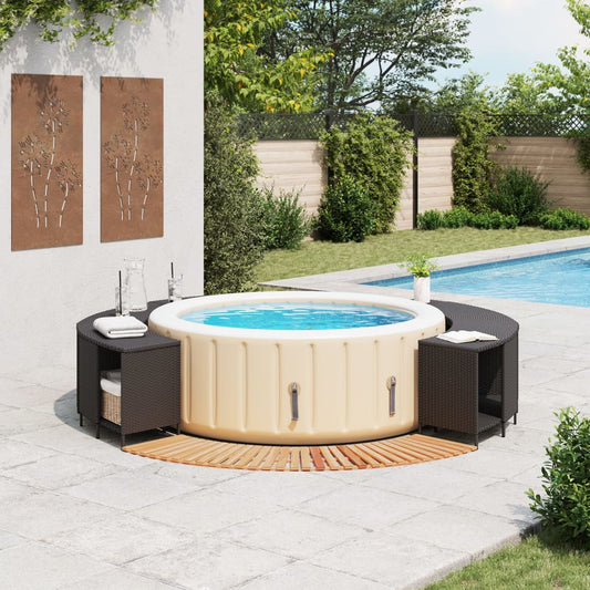 Hot Tub Surround Black Poly Rattan and Solid Wood Acacia Hot Tub Surround Black Poly Rattan and Solid Wood Acacia