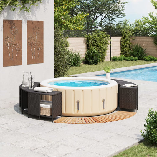 Hot Tub Surround Black Poly Rattan and Solid Wood Acacia Hot Tub Surround Black Poly Rattan and Solid Wood Acacia