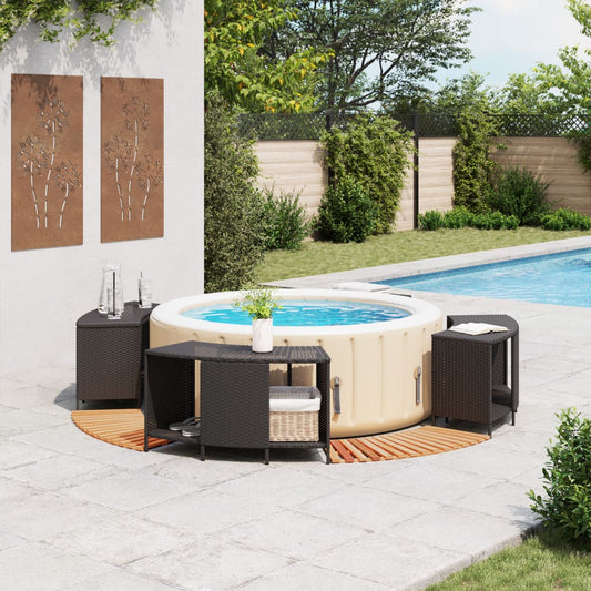 Hot Tub Surround Black Poly Rattan and Solid Wood Acacia Hot Tub Surround Black Poly Rattan and Solid Wood Acacia