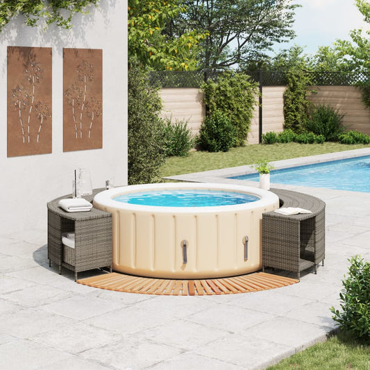 Hot Tub Surround Grey Poly Rattan and Solid Wood Acacia Hot Tub Surround Grey Poly Rattan and Solid Wood Acacia