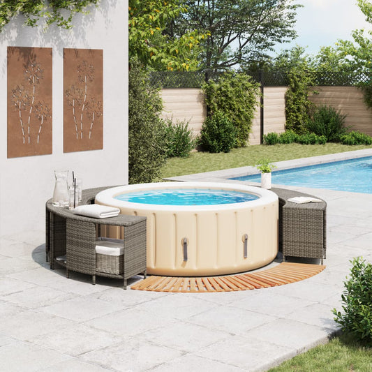 Hot Tub Surround Grey Poly Rattan and Solid Wood Acacia Hot Tub Surround Grey Poly Rattan and Solid Wood Acacia