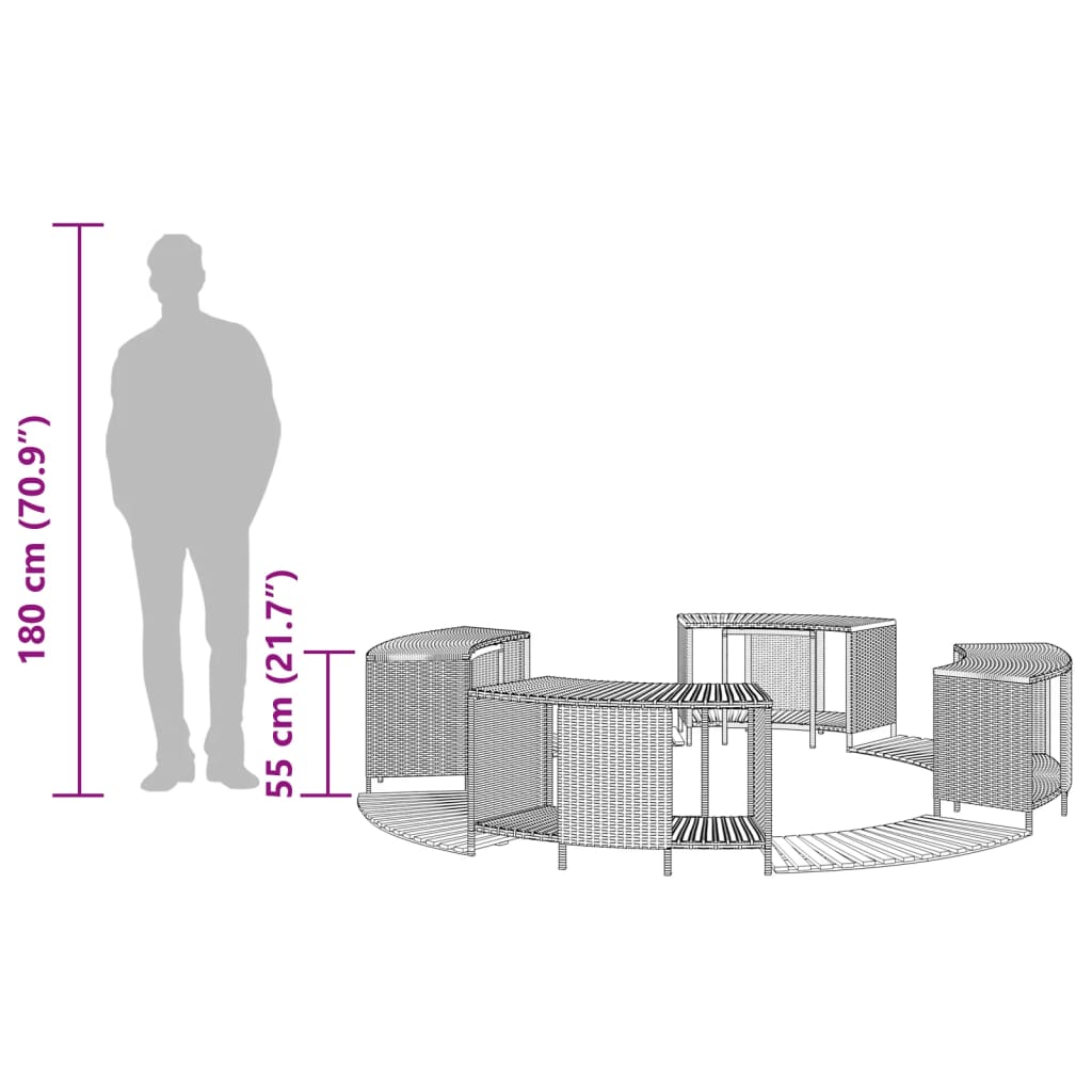 Hot Tub Surround Grey Poly Rattan and Solid Wood Acacia