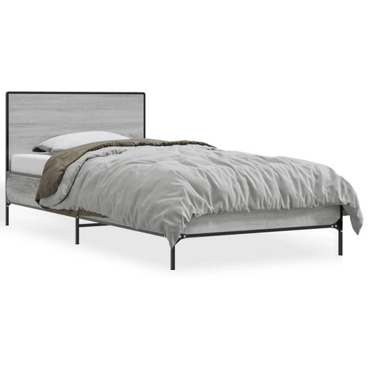 Bed Frame without Mattress Grey Sonoma 100x200 cm Bed Frame without Mattress Grey Sonoma 100x200 cm