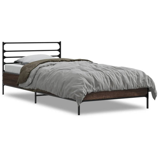 Bed Frame | Brown Oak | Engineered wood, Metal | Single | Modern Bed Frame | Brown Oak | Engineered wood, Metal | Single | Modern