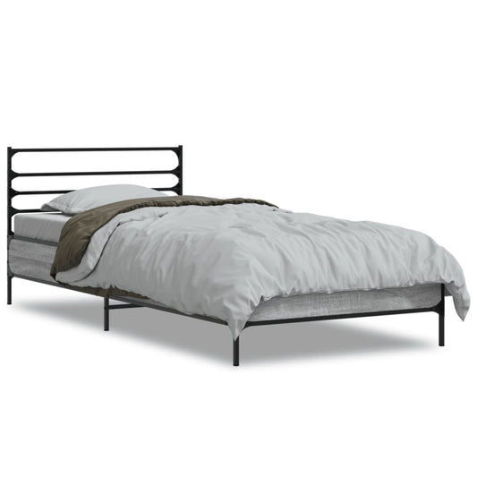 Bed Frame without Mattress Grey Sonoma 75x190 cm Small Single Bed Frame without Mattress Grey Sonoma 75x190 cm Small Single