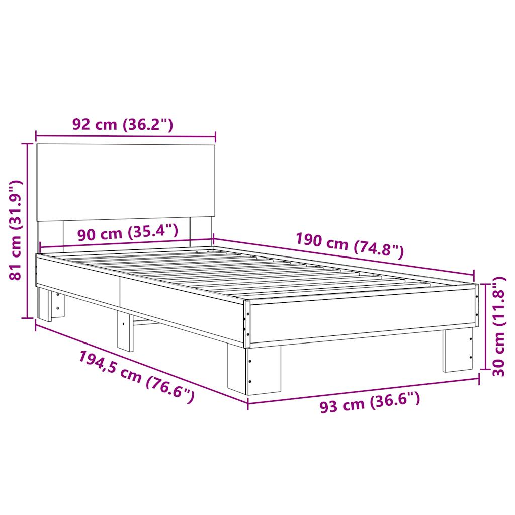 Bed Frame | Brown Oak | Engineered wood | Single | Modern | Bed Frame