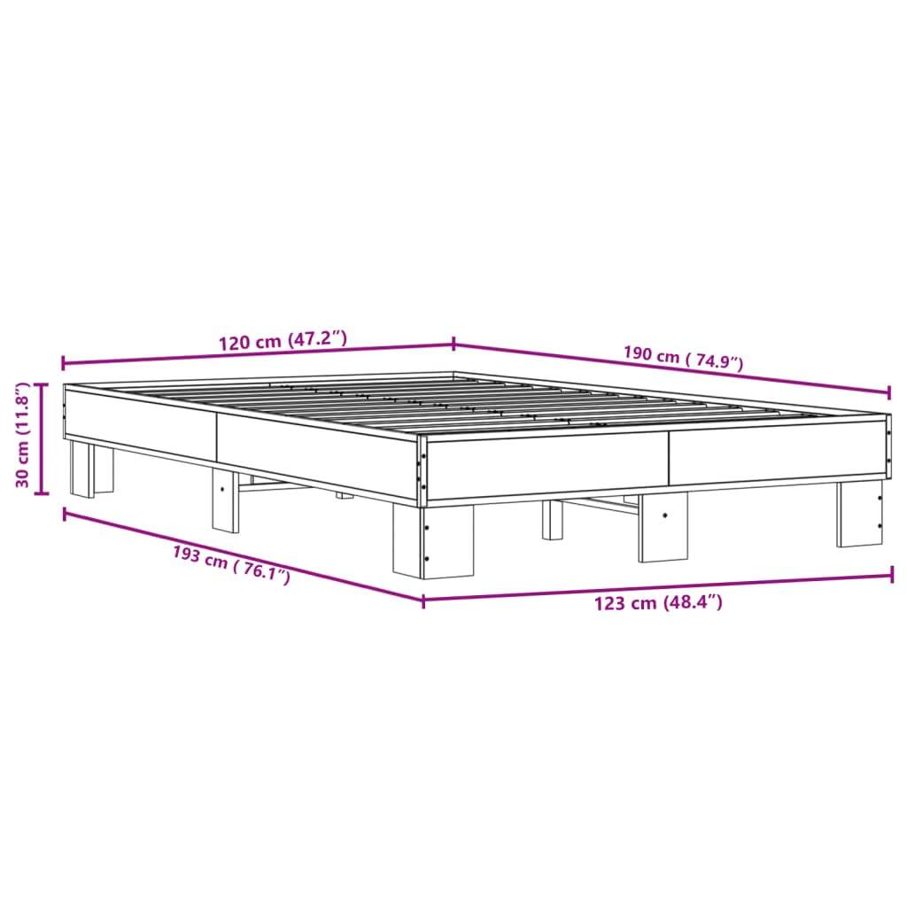 Bed Frame without Mattress Sonoma Oak 120x190 cm