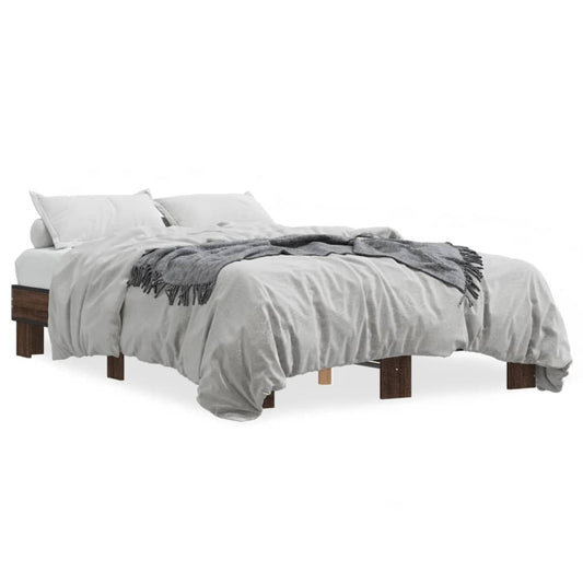 Bed Frame without Mattress Brown Oak 135x190 cm Double Bed Frame without Mattress Brown Oak 135x190 cm Double