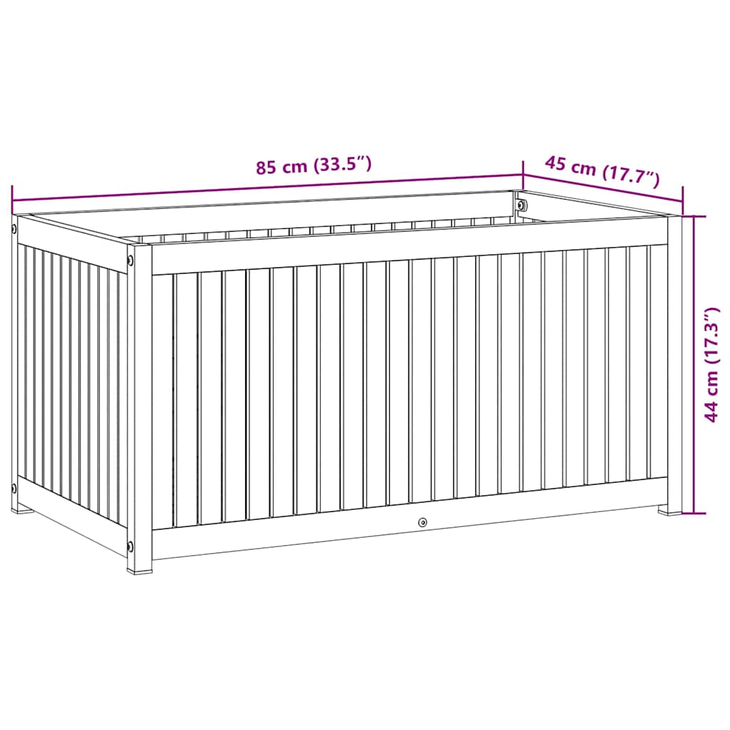 Garden Planter 85x45x44 cm Solid Wood Acacia and Steel