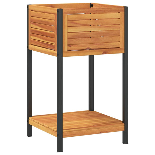 Garden Planter with Shelf 45x45x80 cm Solid Wood Acacia and Steel Garden Planter with Shelf 45x45x80 cm Solid Wood Acacia and Steel