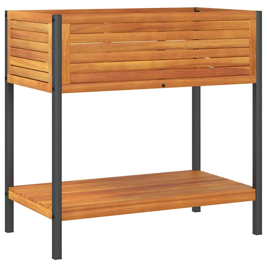 Garden Planter with Shelf 80x45x80 cm Solid Wood Acacia and Steel Garden Planter with Shelf 80x45x80 cm Solid Wood Acacia and Steel