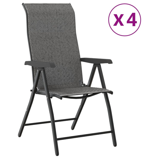Folding Garden Chairs 4 pcs Grey Poly Rattan Folding Garden Chairs 4 pcs Grey Poly Rattan