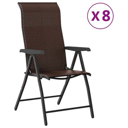 Folding Garden Chairs 8 pcs Brown Poly Rattan Folding Garden Chairs 8 pcs Brown Poly Rattan