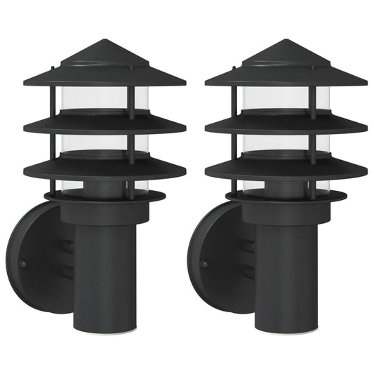 Outdoor Wall Lights 2pcs Black Stainless Steel Outdoor Wall Lights 2pcs Black Stainless Steel