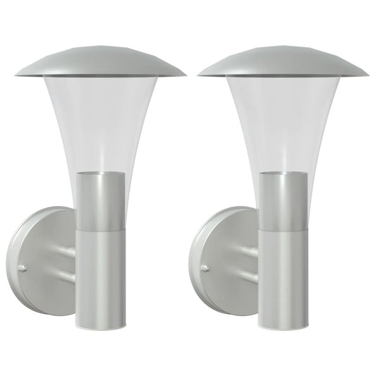 Outdoor Wall Lights 2pcs Silver Stainless Steel Outdoor Wall Lights 2pcs Silver Stainless Steel
