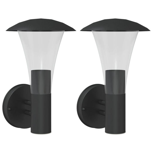Outdoor Wall Lights 2pcs Black Stainless Steel Outdoor Wall Lights 2pcs Black Stainless Steel