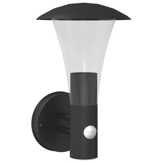 Outdoor Wall Light with Sensor Black Stainless Steel Outdoor Wall Light with Sensor Black Stainless Steel