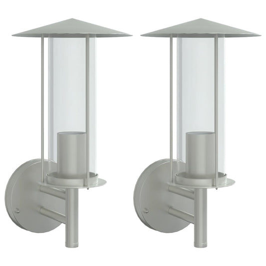 Outdoor Wall Lights 2pcs Silver Stainless Steel Outdoor Wall Lights 2pcs Silver Stainless Steel