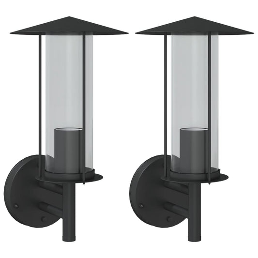 Outdoor Wall Lights 2pcs Black Stainless Steel Outdoor Wall Lights 2pcs Black Stainless Steel