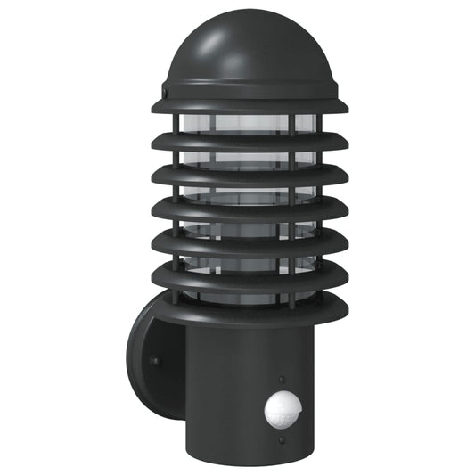 Outdoor Wall Light with Sensor Black Stainless Steel Outdoor Wall Light with Sensor Black Stainless Steel