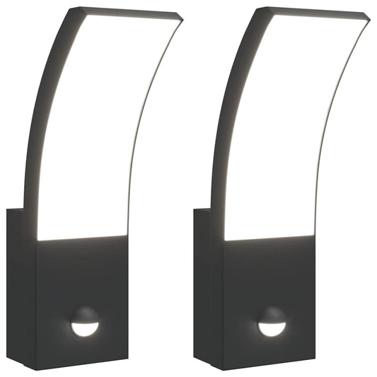 Outdoor LED Wall Lights with Sensors 2pcs Black Die-cast Aluminium Outdoor LED Wall Lights with Sensors 2pcs Black Die-cast Aluminium