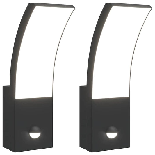 Outdoor LED Wall Lights with Sensors 2pcs Black Outdoor LED Wall Lights with Sensors 2pcs Black