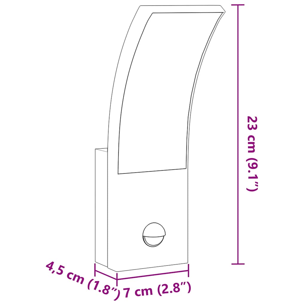 Outdoor LED Wall Lights with Sensors 2pcs Black