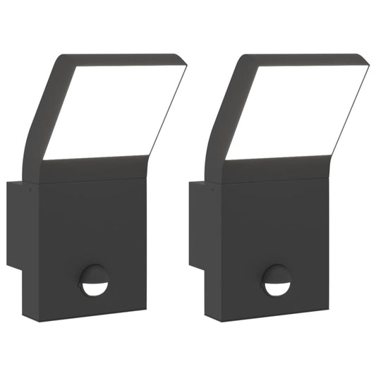 Outdoor LED Wall Lights with Sensors 2pcs Black Die-cast Aluminium Outdoor LED Wall Lights with Sensors 2pcs Black Die-cast Aluminium