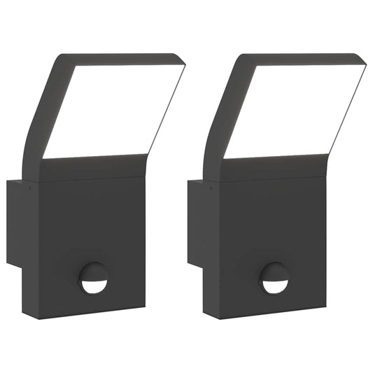 Outdoor LED Wall Lights with Sensors 2pcs Black Outdoor LED Wall Lights with Sensors 2pcs Black