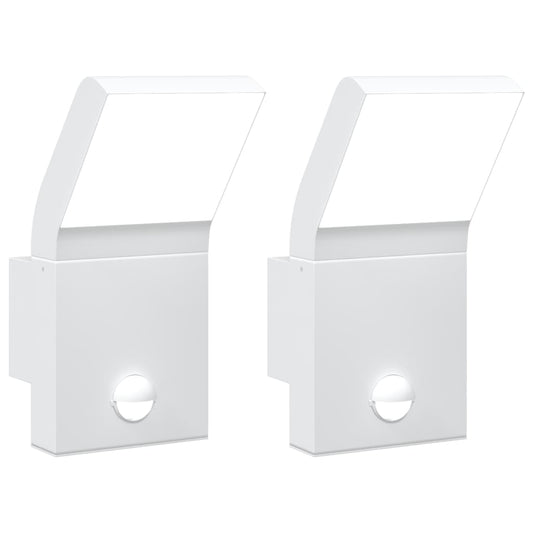 Outdoor LED Wall Lights with Sensors 2pcs White Die-cast Aluminium Outdoor LED Wall Lights with Sensors 2pcs White Die-cast Aluminium
