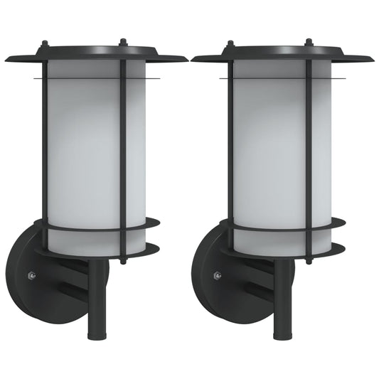 Outdoor Wall Lights 2pcs Black Stainless Steel Outdoor Wall Lights 2pcs Black Stainless Steel