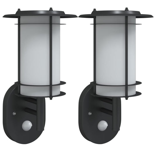 Outdoor Wall Lights with Sensors 2pcs Black Stainless Steel Outdoor Wall Lights with Sensors 2pcs Black Stainless Steel