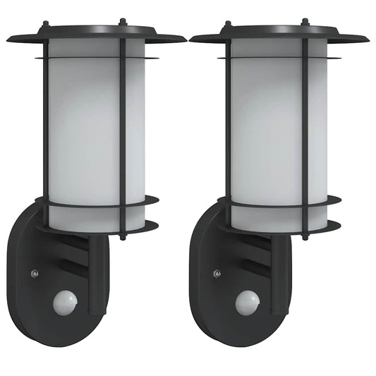 Outdoor Wall Lights with Sensors 2pcs Black Stainless Steel Outdoor Wall Lights with Sensors 2pcs Black Stainless Steel