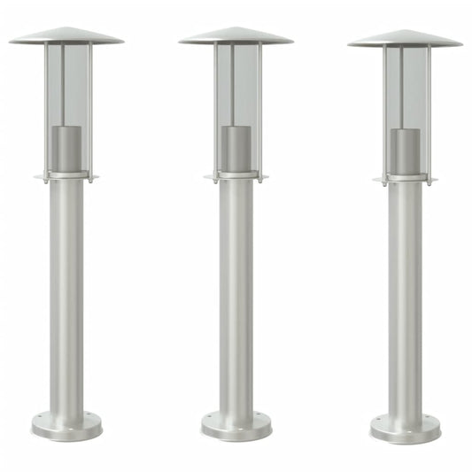 Outdoor Floor Lamps 3pcs Silver 60 cm Stainless Steel Outdoor Floor Lamps 3pcs Silver 60 cm Stainless Steel