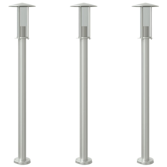 Outdoor Floor Lamps 3pcs Silver 100 cm Stainless Steel Outdoor Floor Lamps 3pcs Silver 100 cm Stainless Steel