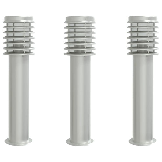 Outdoor Floor Lamps 3pcs Silver 60 cm Stainless Steel Outdoor Floor Lamps 3pcs Silver 60 cm Stainless Steel