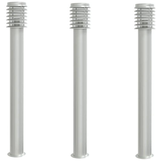 Outdoor Floor Lamps 3pcs Silver 110cm Stainless Steel Outdoor Floor Lamps 3pcs Silver 110cm Stainless Steel