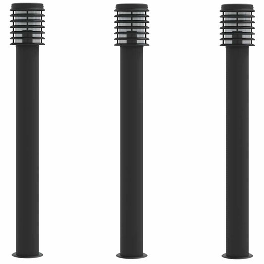 Outdoor Floor Lamps 3pcs Black 110cm Stainless Steel Outdoor Floor Lamps 3pcs Black 110cm Stainless Steel