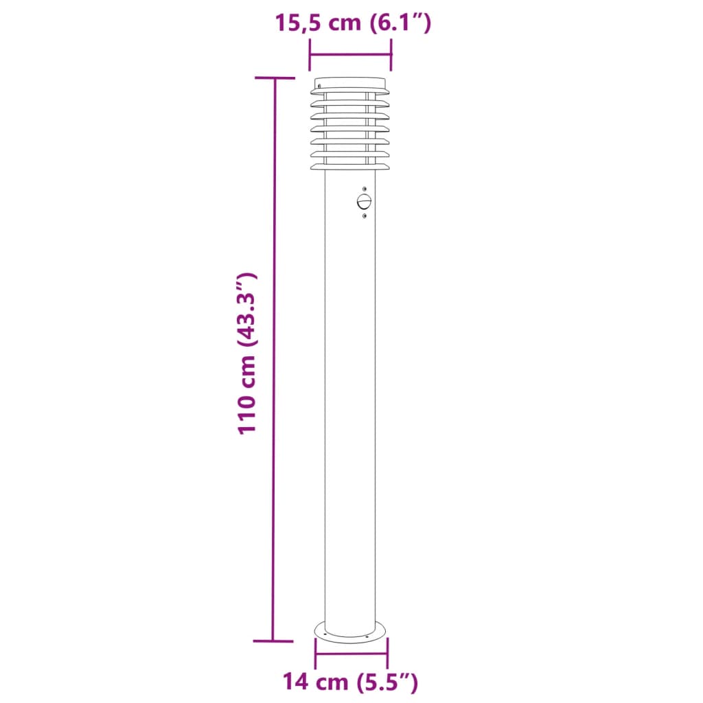 Outdoor Floor Lamps with Sensors 3pcs Black 110 cm