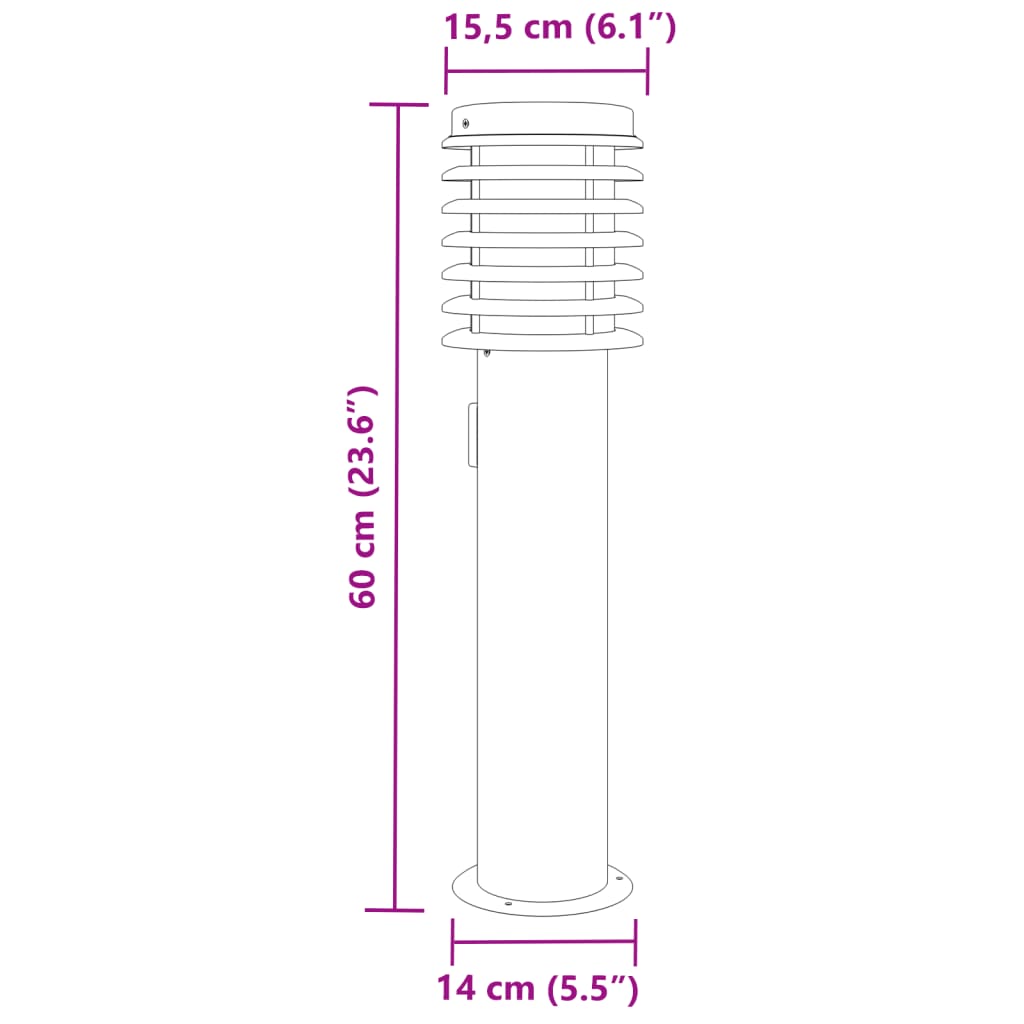 Outdoor Floor Lamps with Outlet 3pcs Silver 60 cm