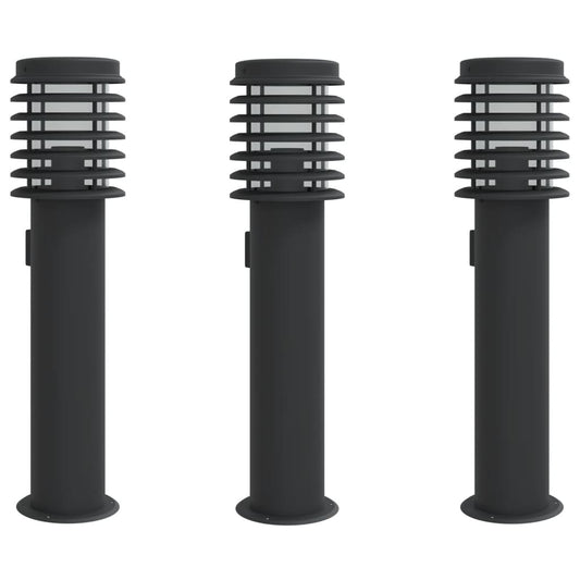Outdoor Floor Lamps with Outlet 3pcs Black 60 cm Stainless Steel Outdoor Floor Lamps with Outlet 3pcs Black 60 cm Stainless Steel
