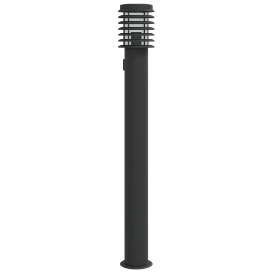 Outdoor Floor Lamp with Outlet Black 110cm Stainless Steel Outdoor Floor Lamp with Outlet Black 110cm Stainless Steel
