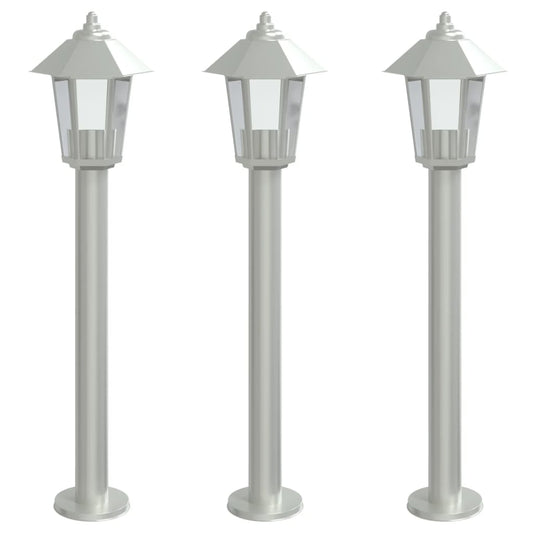 Outdoor Floor Lamps 3pcs Silver 80 cm Stainless Steel Outdoor Floor Lamps 3pcs Silver 80 cm Stainless Steel