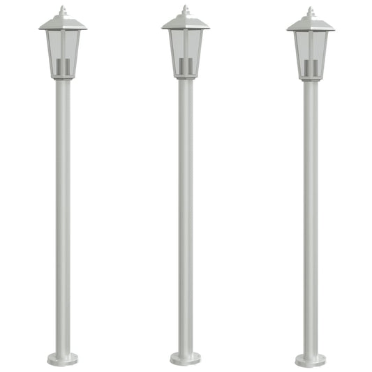 Outdoor Floor Lamps 3pcs Silver 120 cm Stainless Steel Outdoor Floor Lamps 3pcs Silver 120 cm Stainless Steel